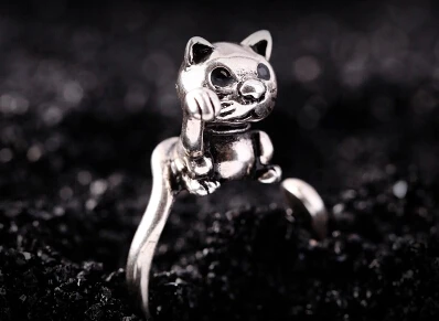 Wholesale Newest Fashion Retro Animal Jewelry Pet Lucky Cat Ring Couple Transport Finger Creative Birthday Gift-12Pcs /Lot | Украшения и
