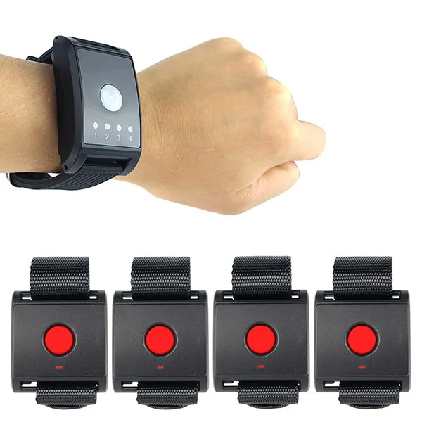 Беспроводная система вызова пейджера 1 приемник + 4 кнопки для пациентов и пожилых