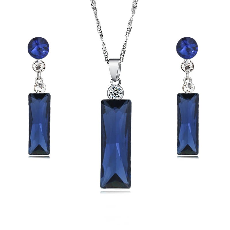 Новинка 2017 ювелирный набор с кристаллами модные длинные серьги-капли и ожерелье