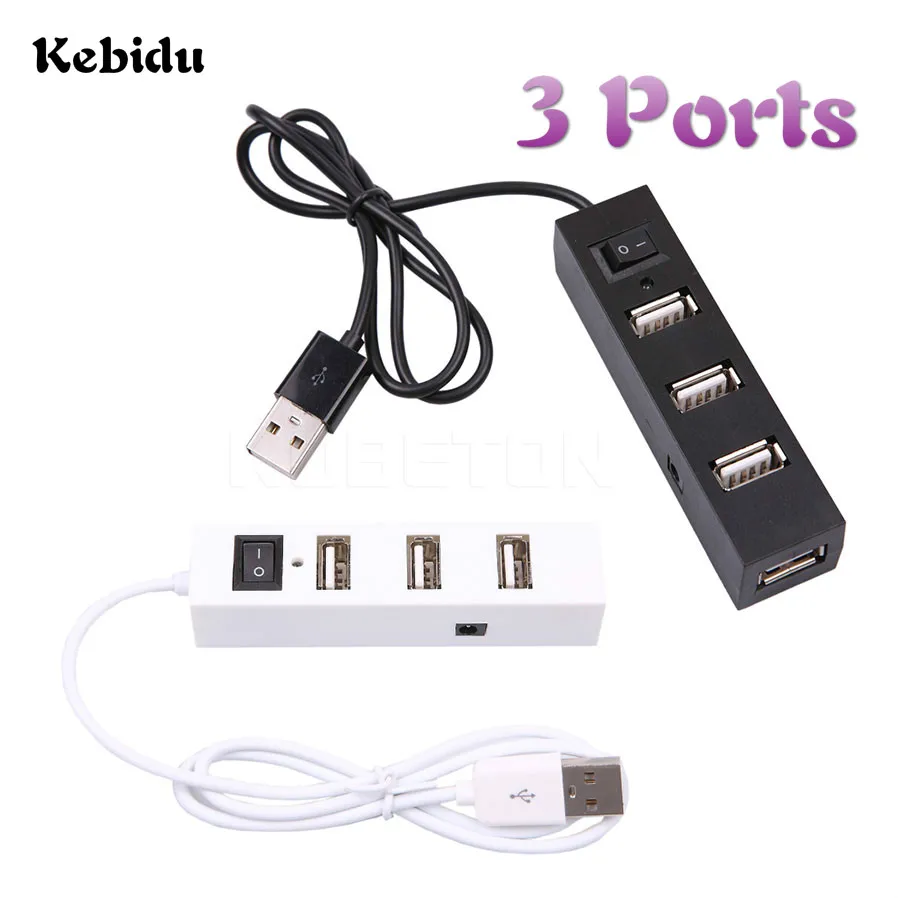 Мини концентратор kebidu с 3 портами USB 2 0 и выключателем питания|splitter hub|splitter usbsplitter
