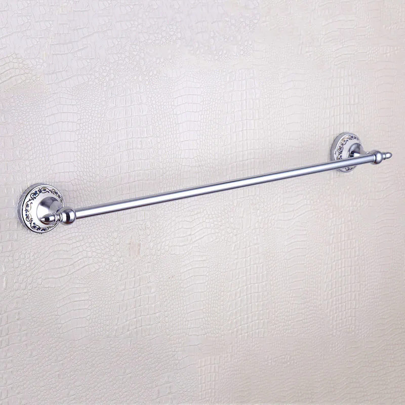 Single towel Bar Хромированные аксессуары для ванной комнаты, набор из 304 нержавеющей стали, медная мыльница для душа, вешалка для полотенец, полка, держатель для бумаги, аксессуары для ванной комнаты - Цвет: Single towel Bar