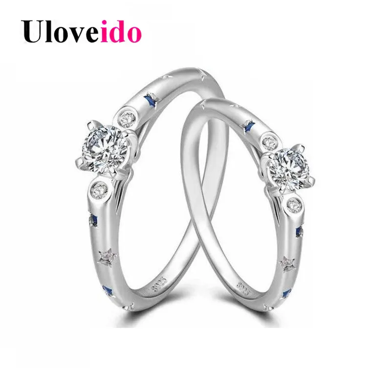Кольцо Uloveido из стерлингового серебра 925 пробы с кубическим цирконием для пар