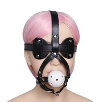 forced oral sex kit adjustable fetish leather metal o rings buckled head harness with silicone mouth ball gag for adult women