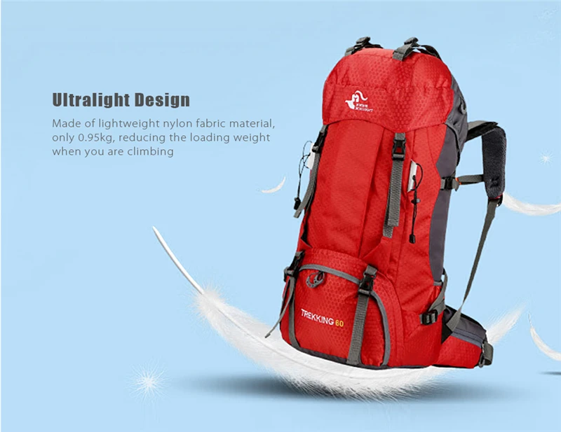 Big Capacity 60L Hiking Bag Men Women Outdoor Camping Travel Climbing Waterproof Backpack With Rain Cover Riding Sport Rucksack