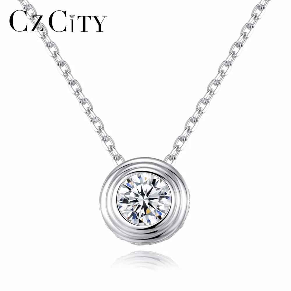 CZCITY, классический 1 чистый карат, кубический цирконий, тонкая круглая подвеска с итальянской коробкой, цепочка для женщин, ожерелье, новинка, хорошее ювелирное изделие