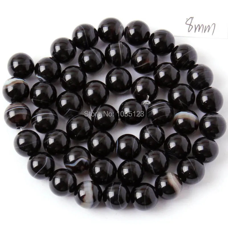 Высокое качество 8.10.12 мм натуральный бандаж круглой формы черный Агаты оникс DIY