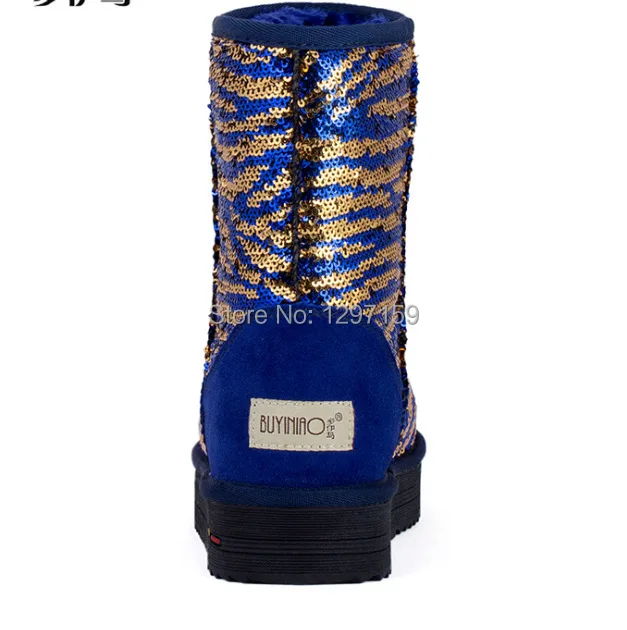 2015 Winter New Australia quality Women shoes Sequined Cloth waterproof boots calf-high rain first walk winter Boots snow | Обувь