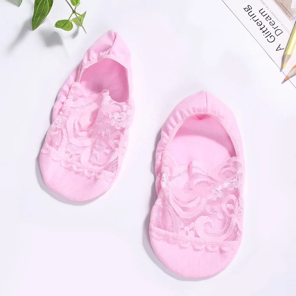 pink Новые популярные модные женские кружевные хлопковые шелковые короткие носки с цветочным принтом короткие носки с кристаллами и низким вырезом невидимые следки - Цвет: pink