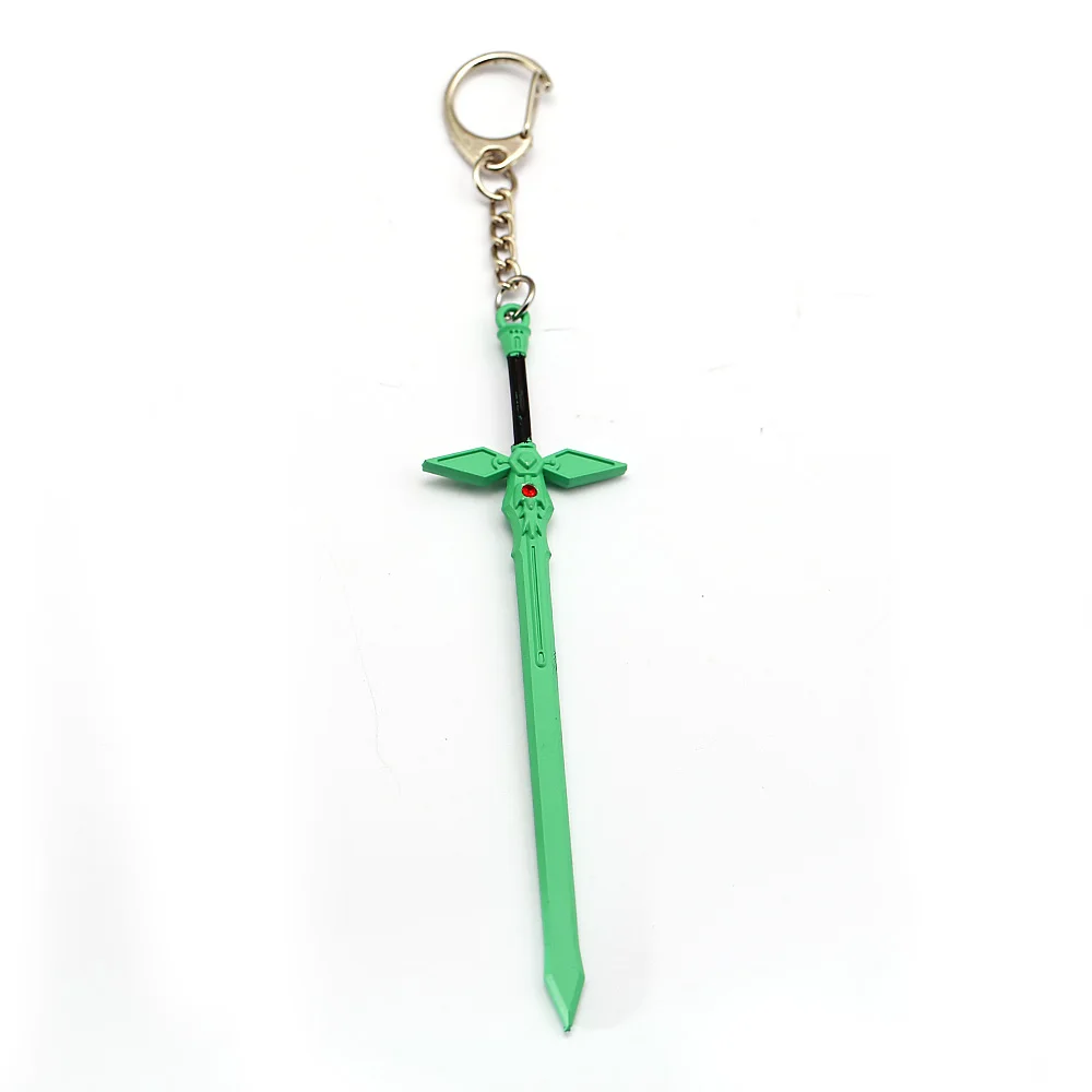 Зеленый Аниме Sword Art Online SAO Swords металлические брелки Kirigaya Kazuto Kirito Excalibu Asuna Elucidator ножны игрушки на цепочке для ключей - Цвет: Зеленый