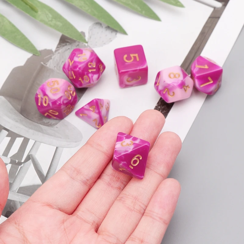 7pcs/set Sided Dice Set D4 D6 D8 D10 D12 D20 For Dungeons&ampDragon D&ampD RPG Poly Game | Спорт и развлечения