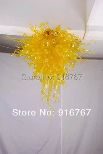 LR072-Бесплатная доставка ручной работы желтая современная стеклянная люстра |