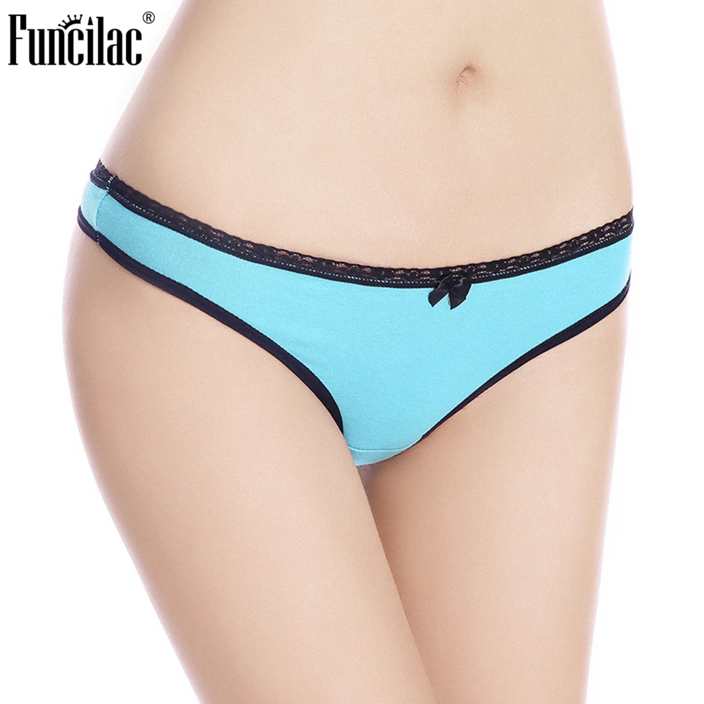 FUNCILAC нижнее белье женские сексуальные кружевные стринги хлопок трусы для