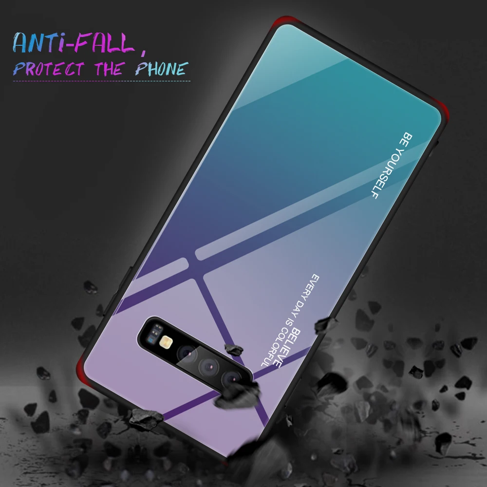 Чехол для телефона Samsung Galaxy S10 Plus S9 + S10e градиентное закаленное стекло Аврора