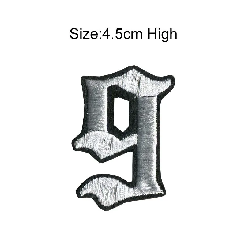 9 White black patch 1 шт., высота 4,5 см, 0-9, черный, красный, черный, золотой, металлические Цифры, Смешанные Вышитые нашивки, Пришивные железные бейдж-украшения для одежды - Цвет: 9 White black patch