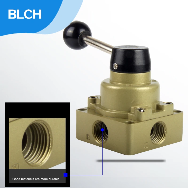 BLCH Manual Valve Cylinder Switch Spanner Directional HV 4-WAY ROTARY VALVE 1/4&quot 3/8 1/2&quot BSPT Pneumatic Hand Lever Valves |