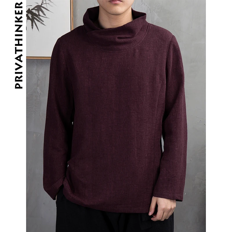 Sinicism Store мужские футболки с высоким воротником 2019 мужская хлопковая льняная