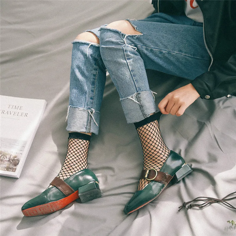

Summer Women Sexy Grid Socks Short Fishnet Socks White Hollow Lattice Geometry Black Breathable Net Socks Female