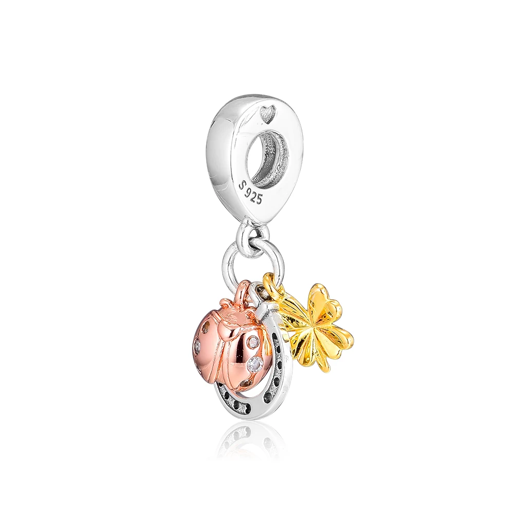 CKK подкова клевер и Божья коровка амулеты 925 Оригинальный Fit Pandora Браслеты
