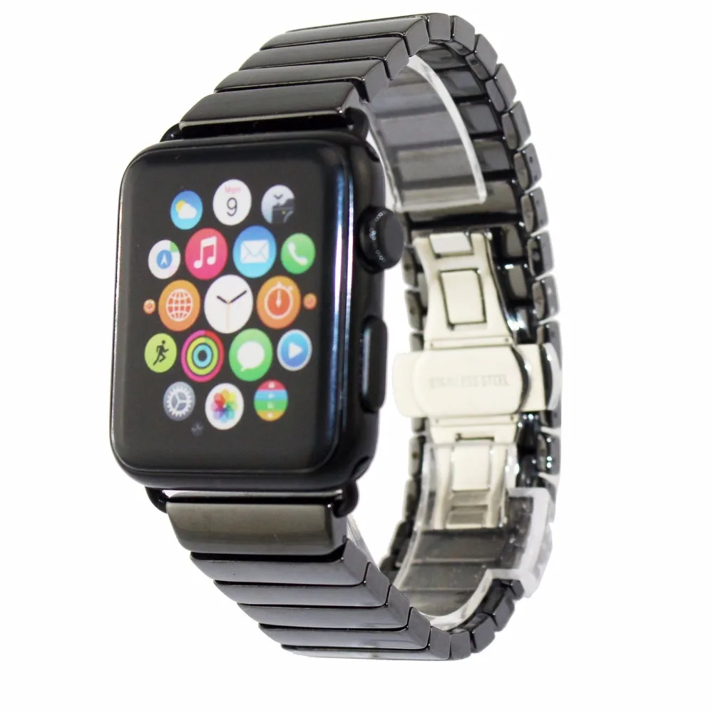 Керамический ремешок для часов Apple Watch Series 5 4 3 2 1 Бабочка Пряжка керамические