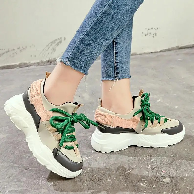 788 Beige Akexiya zapatos de mujer; Новинка года; женские кроссовки; Цвет Черный; модные кроссовки на платформе в стиле ретро; женская обувь; дышащая обувь для прогулок - Цвет: 788 Beige