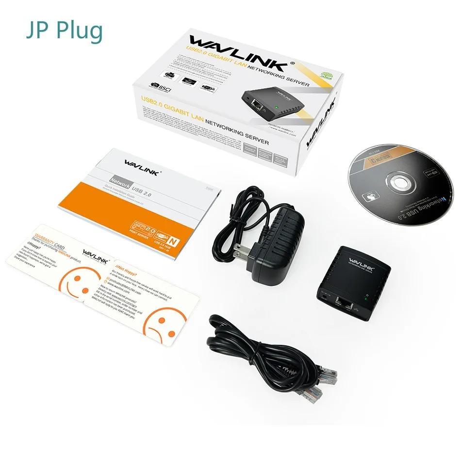 Wavlink USB 2,0 сетевой LRP принт-сервер usb-хаб 100 Мбит/с общий доступ к сетевым принтерам LAN адаптер питания для Windows EU/US/UK plug - Цвет: JP plug
