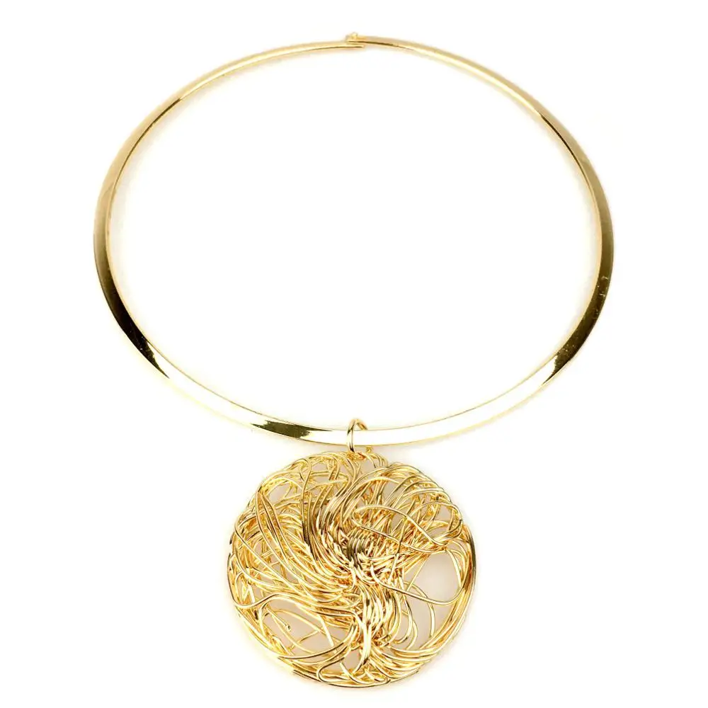 Gold Necklace UKEN, Брендовое, модное, крученое, недорогое ожерелье-чокер для женщин, большая металлическая проволока, подвески, ожерелье, массивные ювелирные изделия - Окраска металла: Gold Necklace