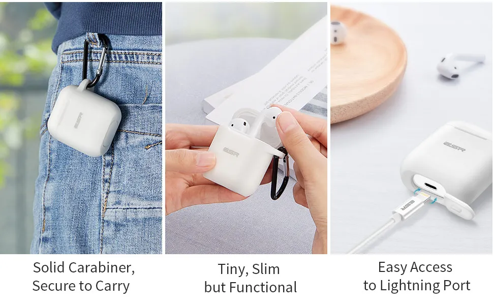 ESR AirPods 2 Чехол с брелком противоударный защитный чехол силиконовый AirPods 1 чехол для зарядки беспроводной Bluetooth чехол для наушников
