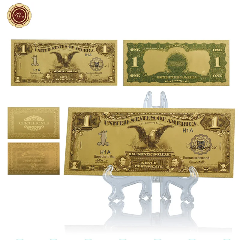 WR One Dollar 1899 год 24k Коллекционная Золотая банкнота US Usd одна мировые купюры подарочные сувениры с подставкой для домашнего декора