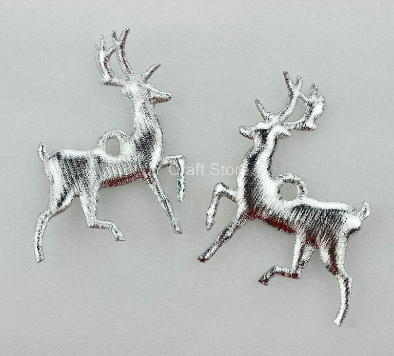 100 шт. блестящие металлические серебряные рождественские аппликации с оленями