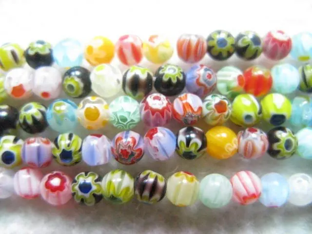 Бесплатная доставка! 4 мм круглые бусины Миллефиори стеклянные Rainbow 300 + бусины/3