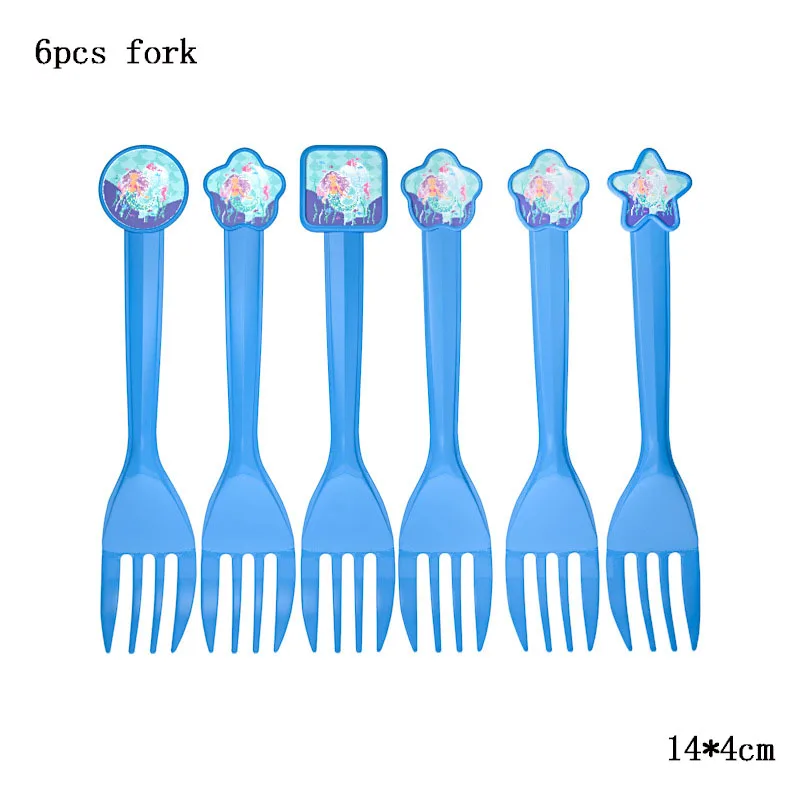 A MMD fork Вечерние украшения в виде русалки, фольгированные шары с русалкой, бумажные тарелки, посуда, подарочные сумки для детей, девочек, с днем рождения, принадлежности для тематической вечеринки - Цвет: A MMD fork