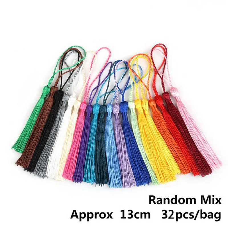 MIx color 32 шт. 13 см длинные хлопчатобумажные шелковые кисточки для сережек ювелирные изделия шелковые кисточки бахрома для штор декоративные аксессуары Diy принадлежности - Цвет: MIx color