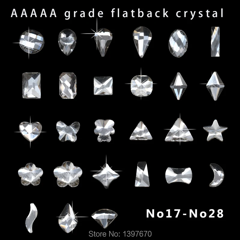 20 шт/упаковка все-Размер Flatback Стеклянные стразы для ногтей алмазные кристаллы