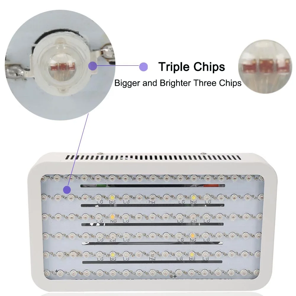 1000W LED Grow Light Venesun полный спектр с 102 шт тройными чипами для комнатных растений Veg и