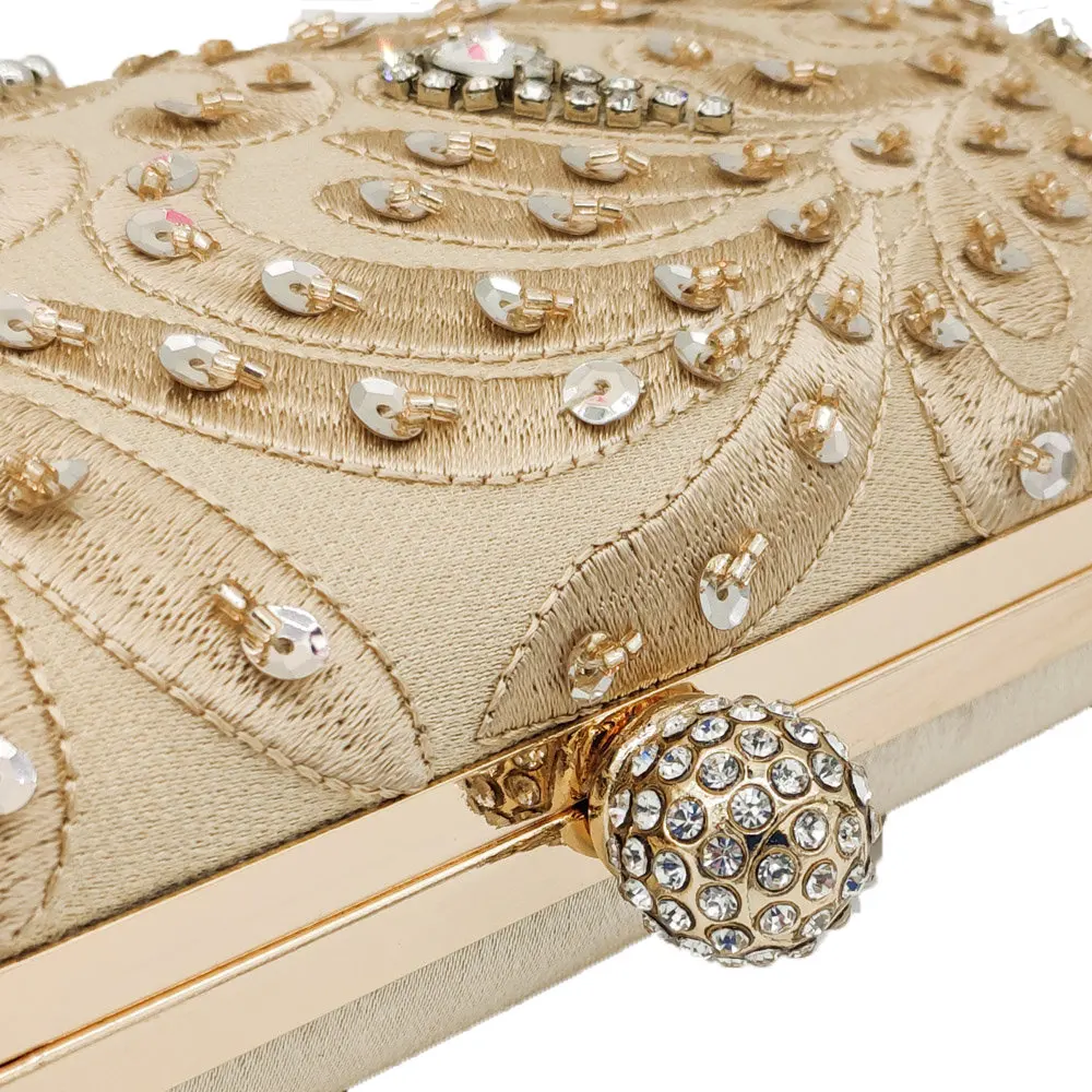 Boutique De FGG винтажные женские вечерние клатчи с блестками и кристаллами, Украшенные бусинами, сумки для невесты, свадебной вечеринки, сумки с бусинами, кошельки