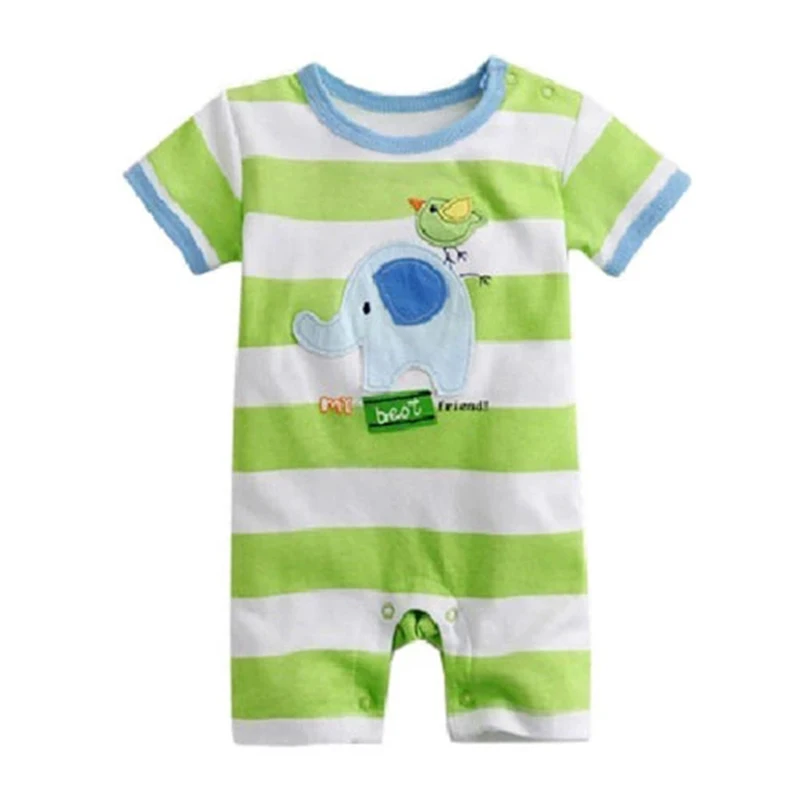 Летний детский комбинезон Одежда для новорожденных одежда в мультяшную полоску