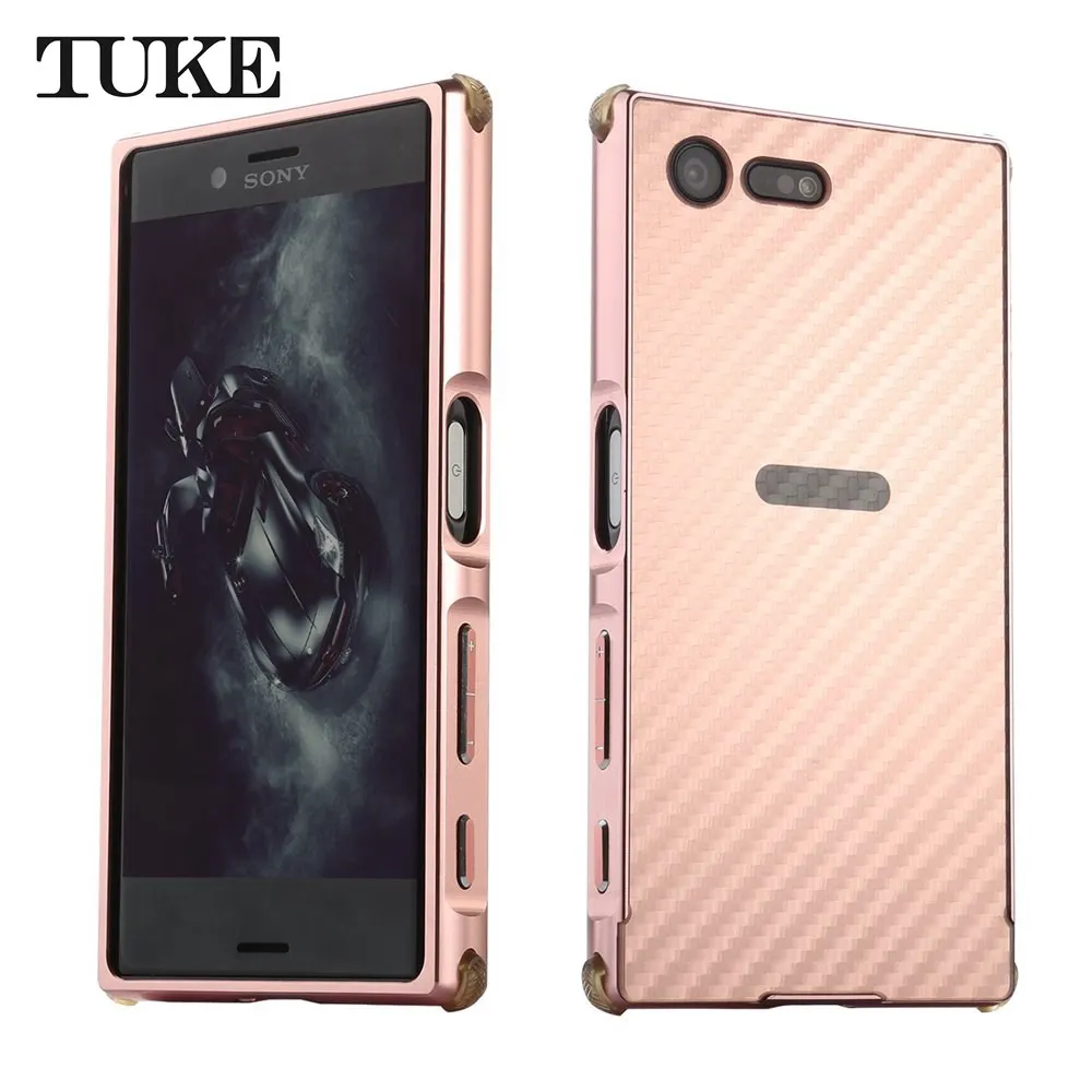 Розовый Чехол TUKE для sony X Compact, алюминиевая металлическая рамка для sony Xperia X Compact F5321, Жесткий Чехол из углеродного волокна для sony Compact X - Цвет: Розовый