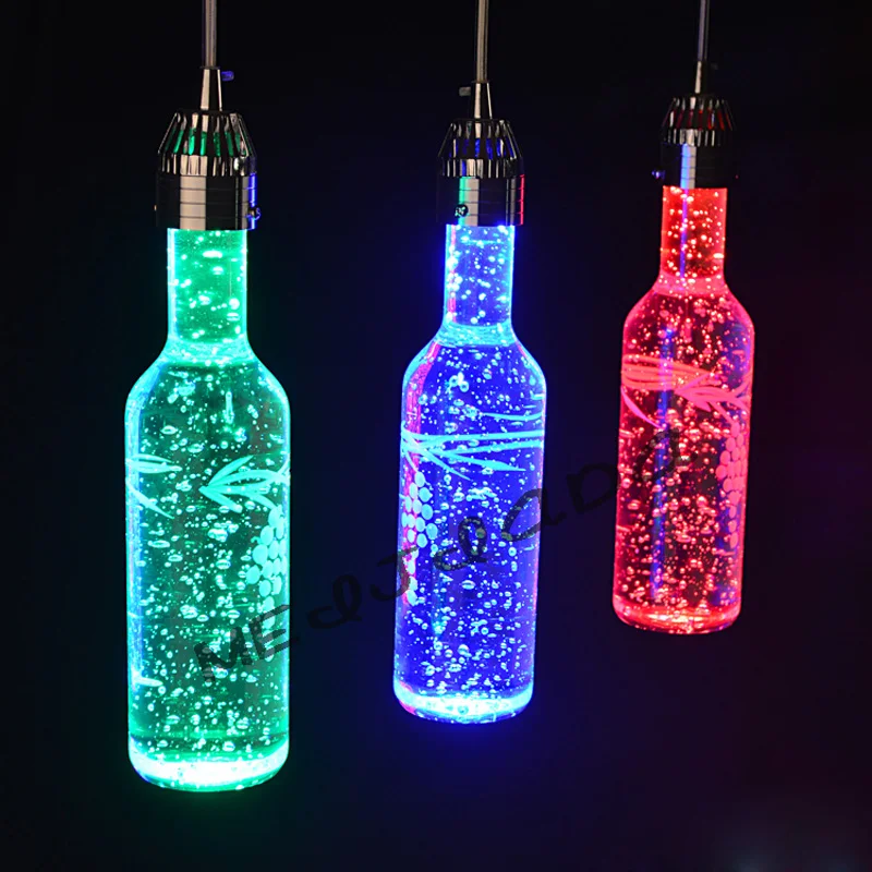 Современный стеклянный подвесной светильник Z для бутылок вина освещение бара