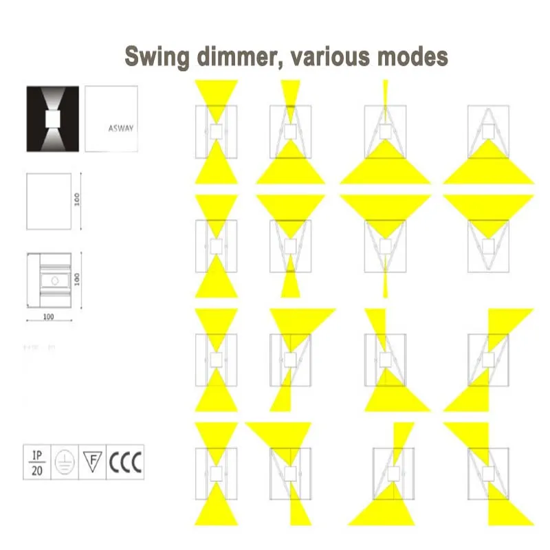 Светодиодный настенный светильник водонепроницаемый IP65 регулируемый свет