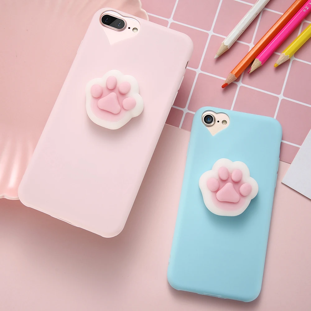 KISSCASE For iPhone 5 6 6S 7 8 Plus Case Cute Cat 3D Kneading Bag Cover S 5S SE Squishy Mobile Phone Cases |