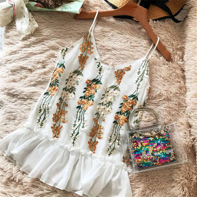 Коробова без бретелек шифоновая рубашка блузка рукавов 2018 летние цветочные