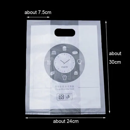 clock 24x30cm 50 шт часы дизайн пластиковый мешок для подарков еда Хлеб упаковка сумки с ручкой шоппинг вечерние свадебные пластиковые конфеты мешки для пирожных - Цвет: clock 24x30cm