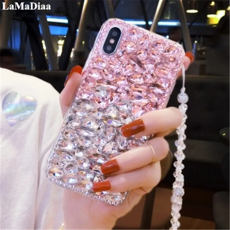 For Xiaomi Redmi 7 5 plus 6A Bling Diamond Case Rhinestone Stone Jewelled Cover Note pro With Lanyard |