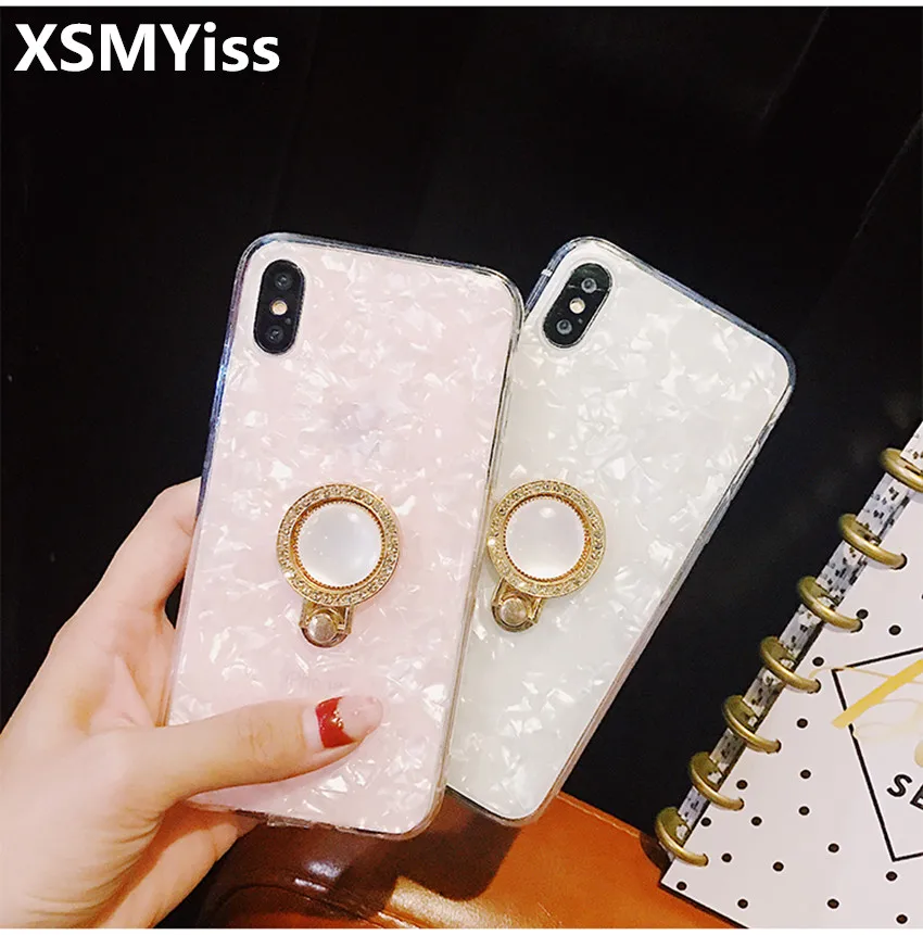 Чехол-держатель с кольцом XSMYiss из фольги блестками для iPhone 8 7 6 6S Plus X модный