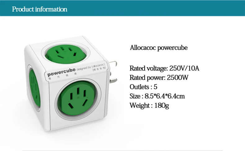 Allocacoc smart plug powercube электрическая usb-розетка для Австралии, Новая Зеландия, удлинитель, универсальный адаптер для путешествий, дома