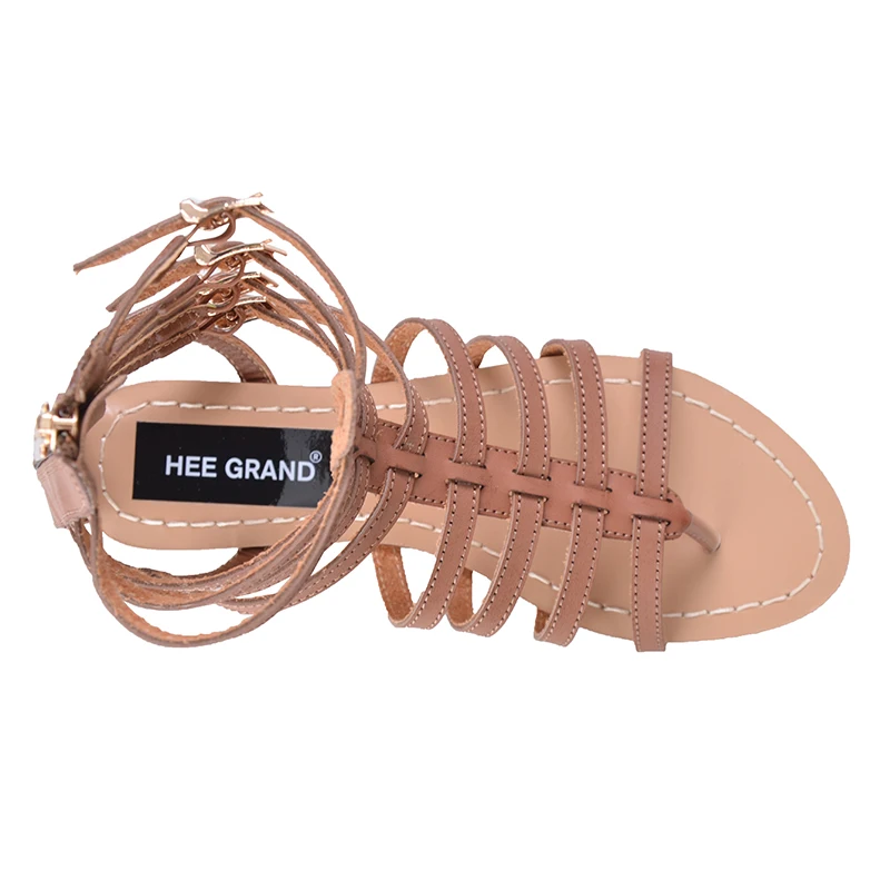 HEE GRAND/Англия Стиль Для женщин обувь римские сандалии с пряжкой Летние вьетнамки