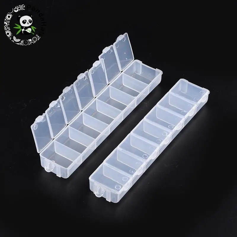 

Контейнеры пластиковые для ювелирных изделий 30 шт, белые прямоугольные, 7 отделений, для украшения ногтей, 3,3x15,5x1,8 см