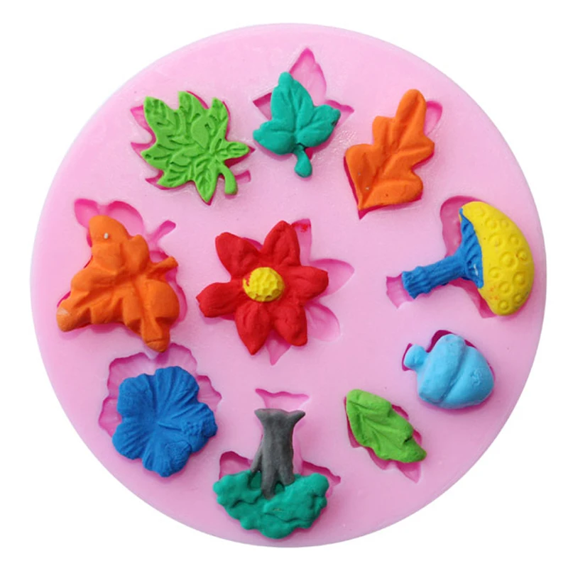 

3D Flowers Tree Leaves Mushroom Shape Silicone Fondant molds