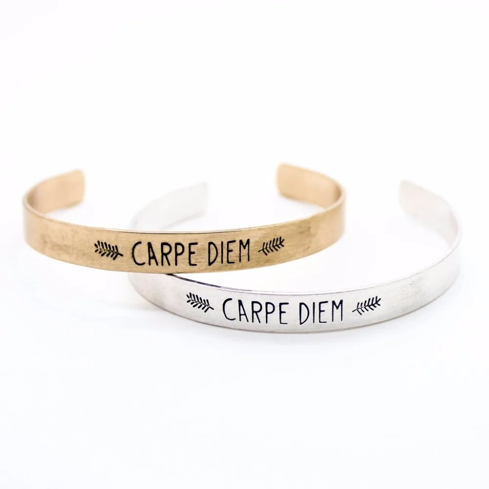 Carpe Diem Браслет манжета и браслет для женщин мужчин Mantra ювелирные изделия из