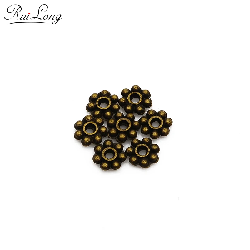 100 шт./лот 4 мм разделители Снежинка Цветок Металл Золотой Цвет Тибетский античный